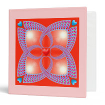 Red Celtic Heart Fractal Pattern 3 Ring Binders