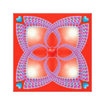Red Celtic Heart Fractal Pattern Canvas Prints