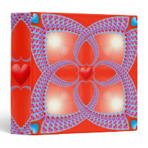 Red Celtic Heart Fractal Pattern Print Vinyl Binders