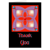 Red Celtic Heart Fractal Pattern Thank You Card