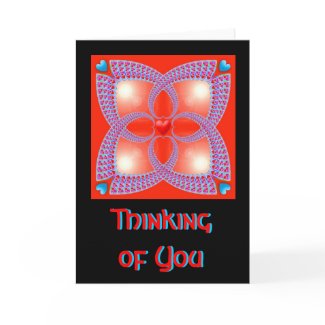 Red Celtic Heart Fractal Pattern Thinking of You Cards