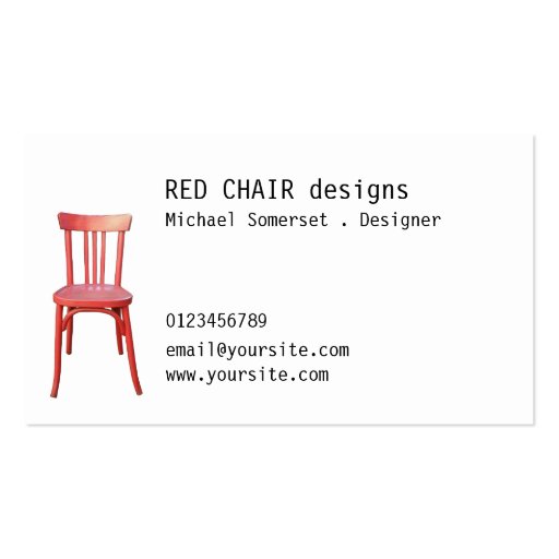 Red Chair Business Card (front side)