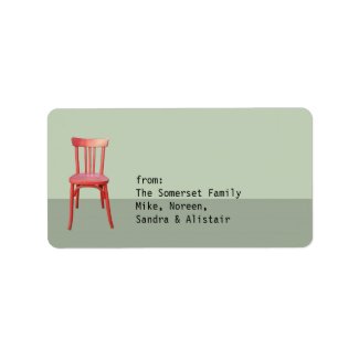 Red Chair green Gift Tag Label label