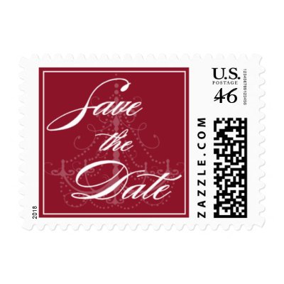 Red Chandelier Save the Date Postage