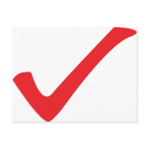 red check icon postcards