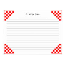 Red Checked Ruled Recipe Card with Equivalents Post Card