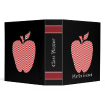 Red Checkered Apple Teacher's Class Planner Vinyl Binder