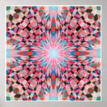 Red Checkers Kaleidoscope posters