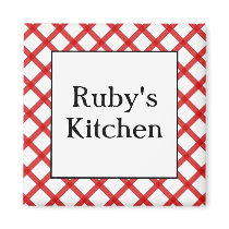 Red Checks Custom Kitchen Saying Magnet magnets