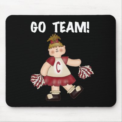 Red Cheerleader Go Team Mouse Mat by girl_stuff