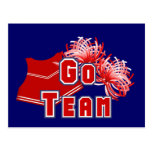 Red Cheerleader Go Team Postcards
