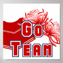 Red Cheerleader Go Team Poster