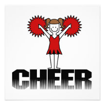 Red Cheerleader Tshirts and Gifts Invitations
