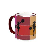 red cheerleading team mugs
