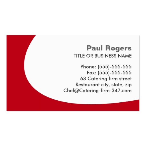 Red chef or catering cutlery business card (back side)
