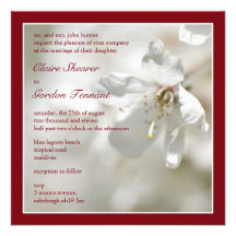Red Cherry Blossom Wedding Invitiation Custom Invites