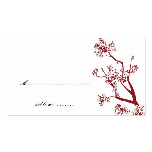 Red Cherry Blossom Wedding Table Place Cards Business Cards (front side)