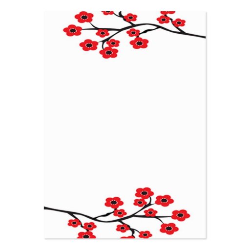 Red Cherry Blossoms Business Card (front side)
