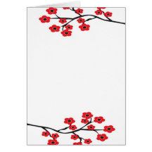 Red Cherry Blossoms Card