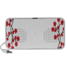 Red Cherry Blossoms Doodle Speaker System
