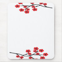 Red Cherry Blossoms Mousepad