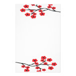 Red Cherry Blossoms Stationery