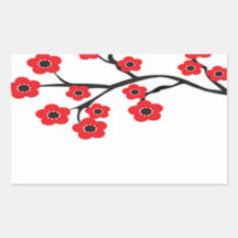 Red Cherry Blossoms Sticker