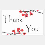 Red Cherry Blossoms Thank You Sticker
