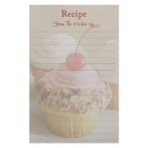 Red Cherry Cupcake Lined Recipe Stationery