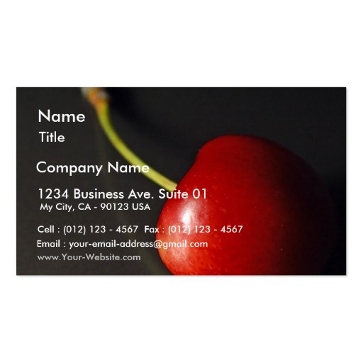 Red Cherry In Dark Business Card Template (front side)