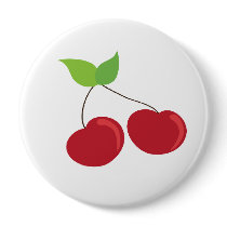 Red Cherry Pattern Pinback Button