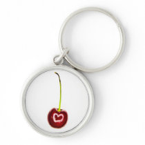 Red Cherry with White Heart Keyring/Keychain