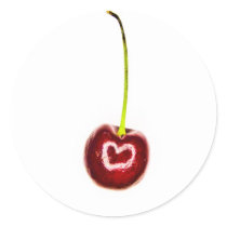 Red Cherry with White Heart Stickers