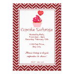 Red Chevron Cupcake Exchange Invitation invitations