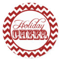 Red Chevron Holiday Cheer Sticker