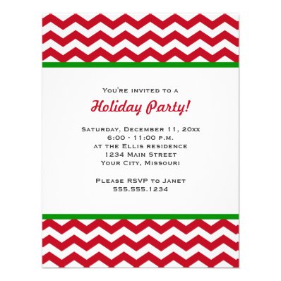 Red Chevron Holiday Party Invitations