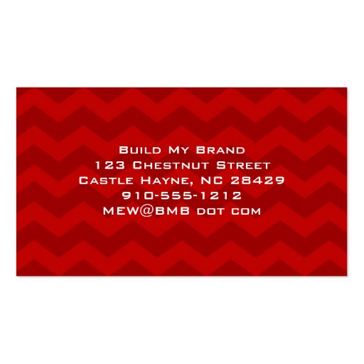 Red Chevron Modern Professional Business Cards (back side)