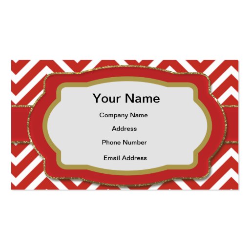 Red Chevron Stripes Business Card Template (front side)
