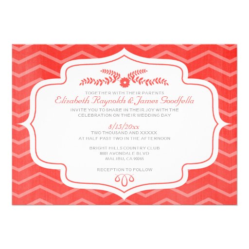 Red Chevron Wedding Invitations