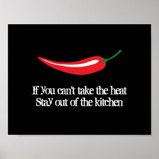 Red chili pepper kitchen poster with funny quote Zazzle