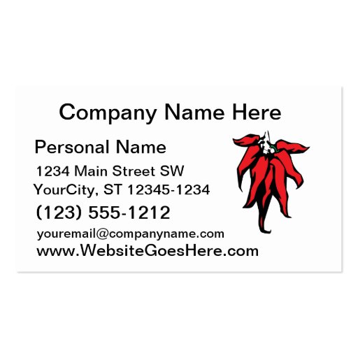 Red Chili Peppers On a String Graphic Business Card (front side)