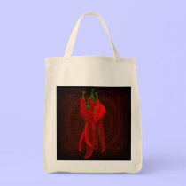 Red Chilies Cotton Canvas Grocery Tote Bag bags