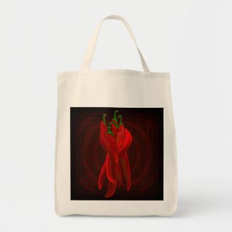 Red Chilies Cotton Canvas Grocery Tote Bag