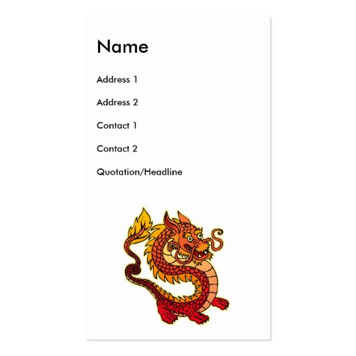 Red Chinese Dragon Business Cards (front side)