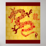 Red Chinese Year of the Dragon 2012 Poster