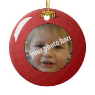 Red Christmas Ball Ornament Custom Photo Template