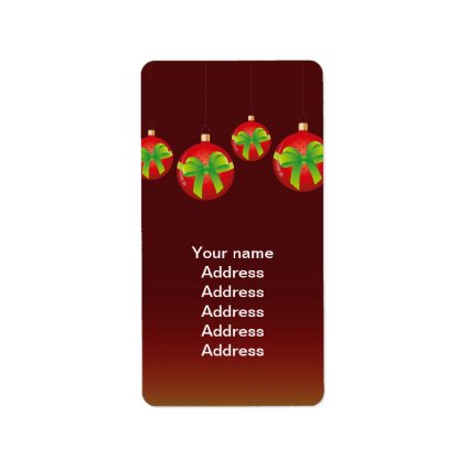 Red Christmas Baubles Custom Address Label
