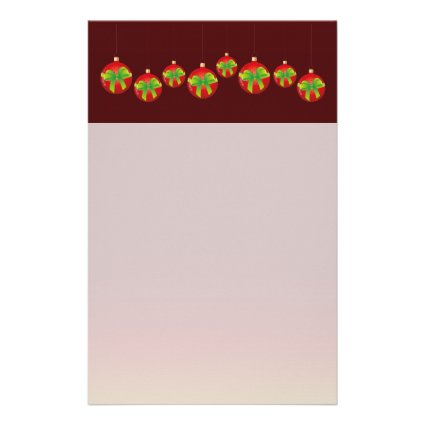 Red Christmas Baubles Customized Stationery