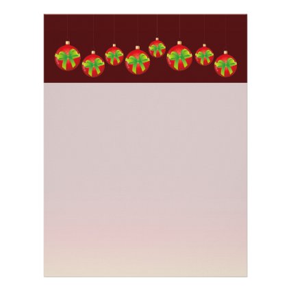 Red Christmas Baubles Personalized Letterhead