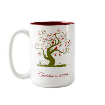 Red Christmas Bird Tree Swirl 15oz Coffee Mug